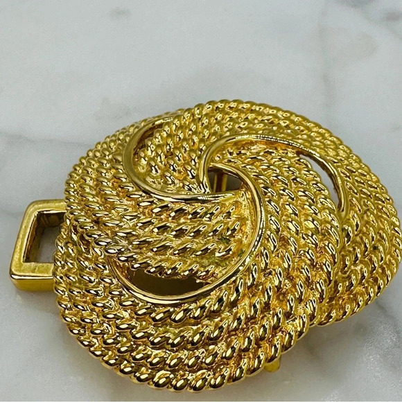 Vintage Paqette Signed Belt Buckle Set Rope Knot Design Dimensional Esta… - Picture 8 of 11